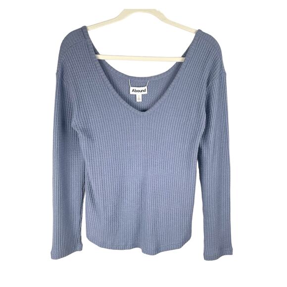 Abound Dusty Blue Soft Waffle Knit Long Sleeve Shirt Thermal V Neck Size XS - Picture 1 of 5